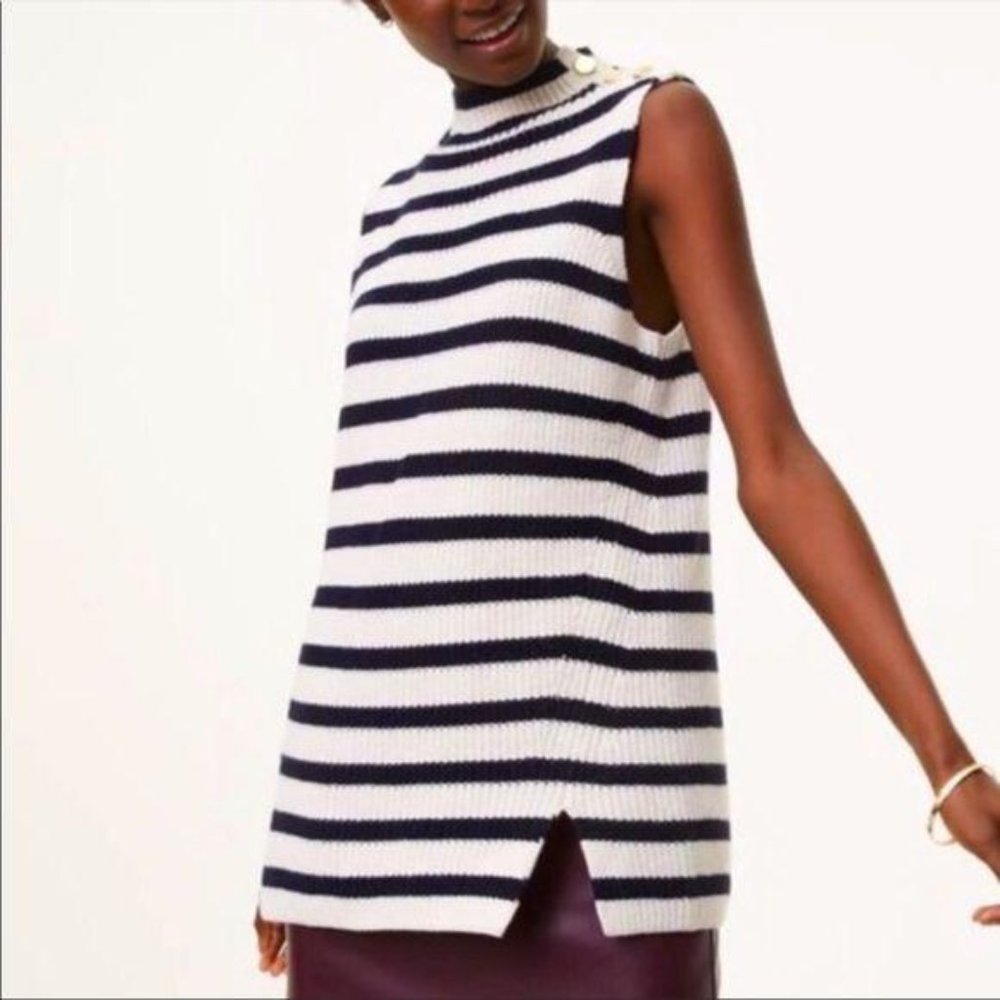 LOFT Nautical Sleeveles Sweater Tunic